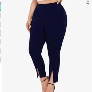 NWOT Navy Blue Split Front Hem Ankle Dress Pants - Plus Size 2X